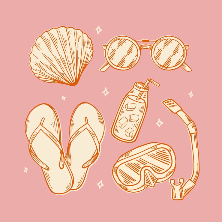 Vector gratuito colección elementos de verano dibujados a mano