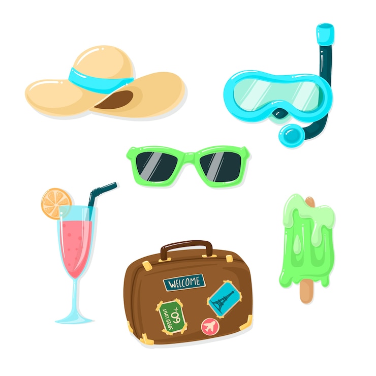 Vector gratuito colección elementos de verano dibujados a mano