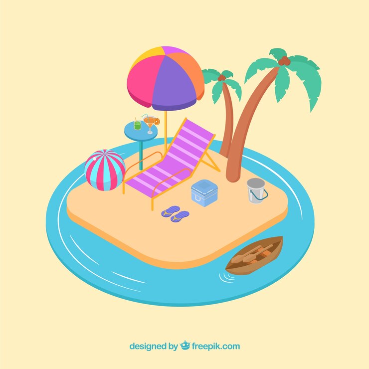 Vector gratuito colección de elementos de verano en estilo isométrico