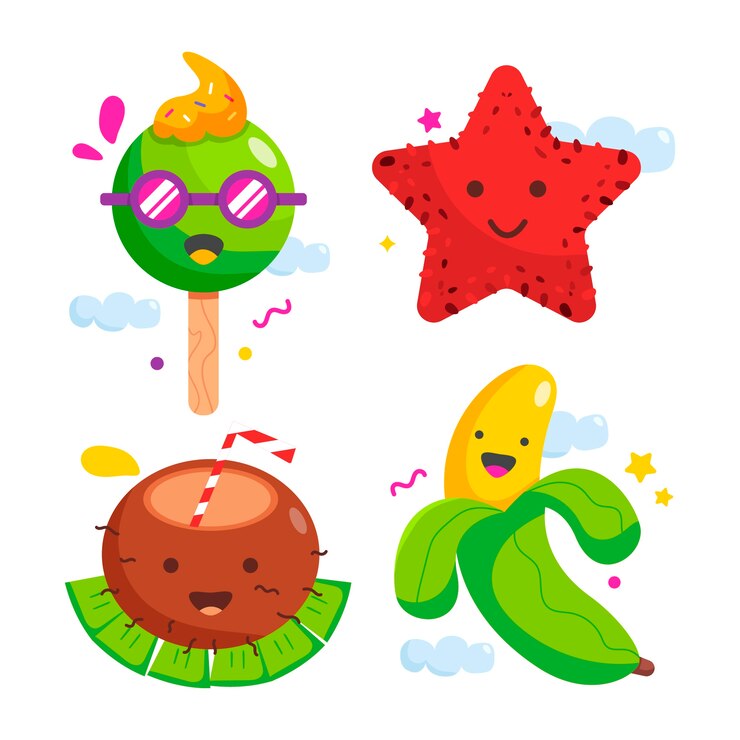Vector gratuito colección elementos verano planos