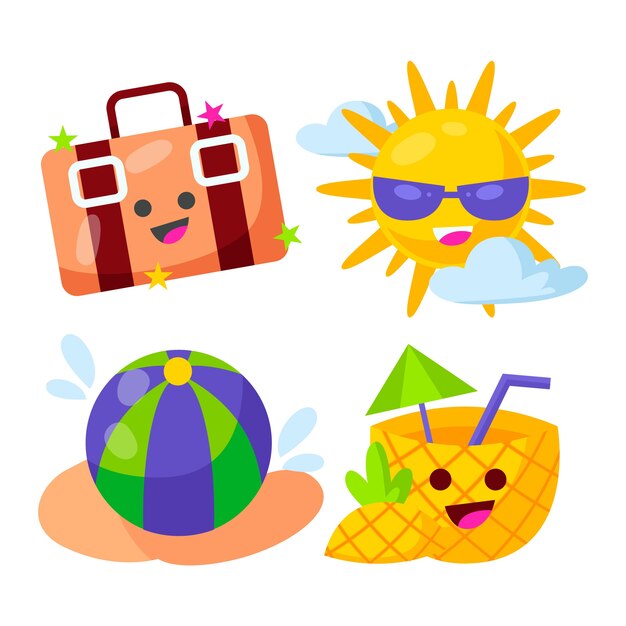 Colección elementos verano planos