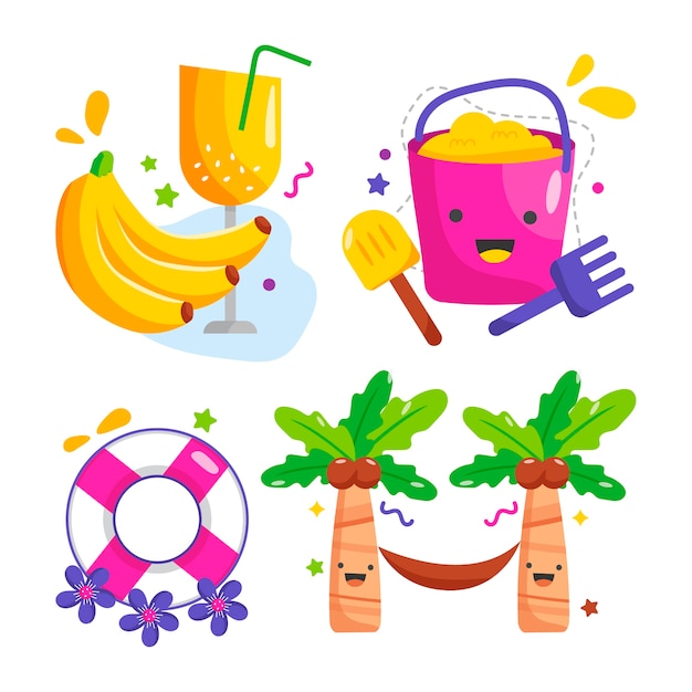 Colección elementos verano planos
