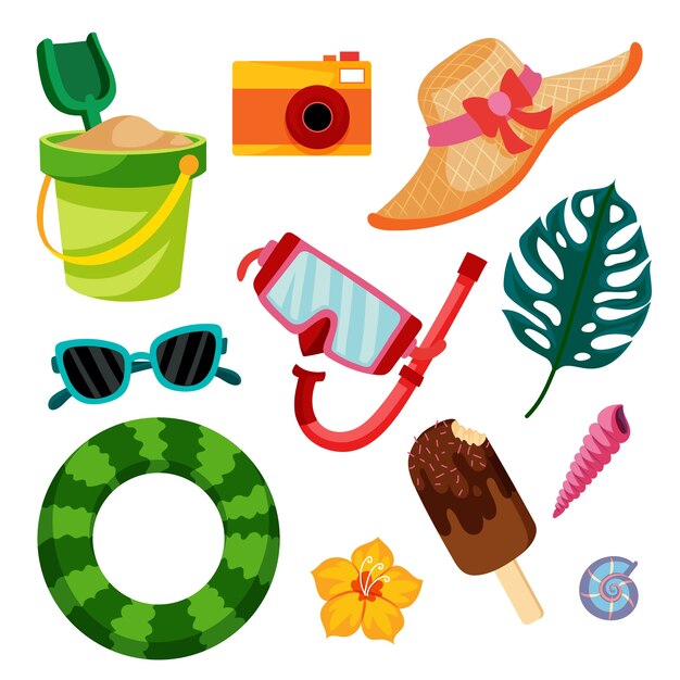 Colección elementos verano planos