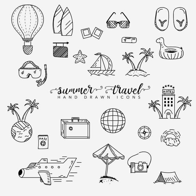 Colección de elementos de verano y viaje