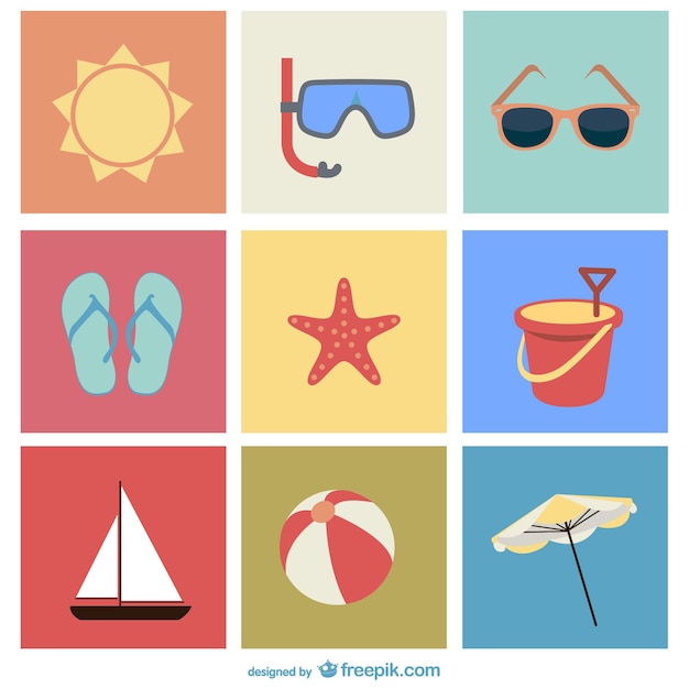 Colección de elementos de verano