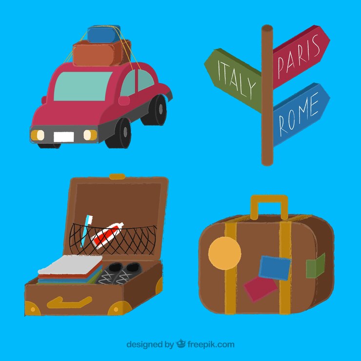 Vector gratuito colección de elementos de viaje en estilo dibujado a mano