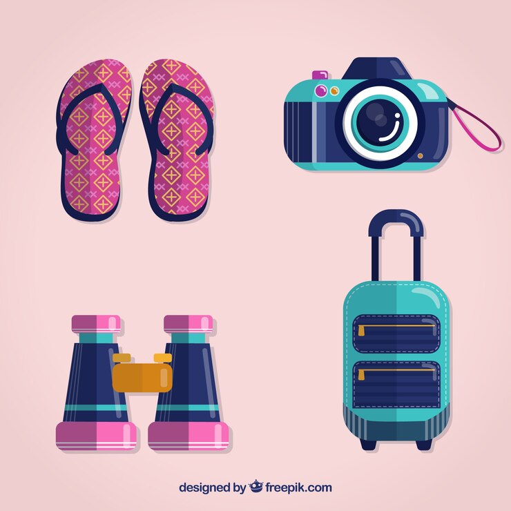 Vector gratuito colección de elementos de viaje en estilo plano