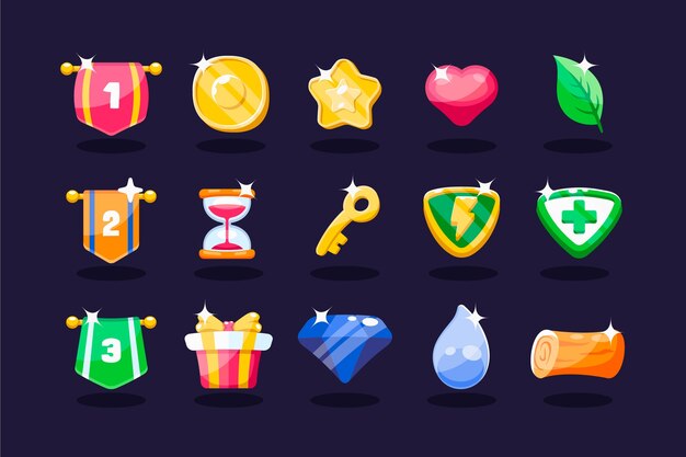 Colección de elementos de videojuegos.