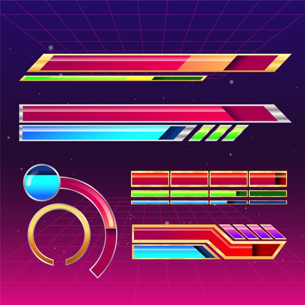 Colección de elementos de videojuegos.