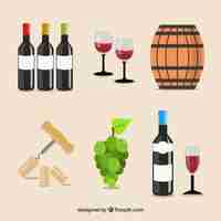 Vector gratuito colección de elementos de vino