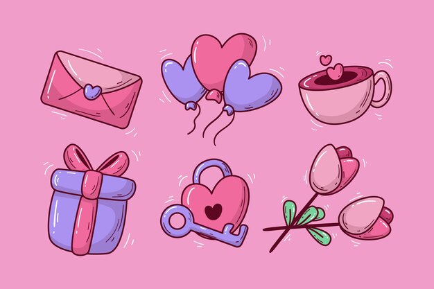 Colección de elementos vintage del día de san valentín