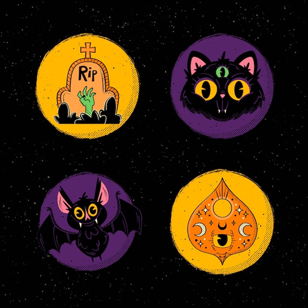 Vector gratuito colección de elementos vintage dibujados a mano para la celebración de halloween