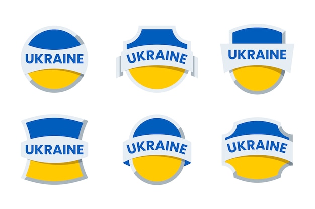 Vector gratuito colección de emblemas nacionales de ucrania en diseño plano