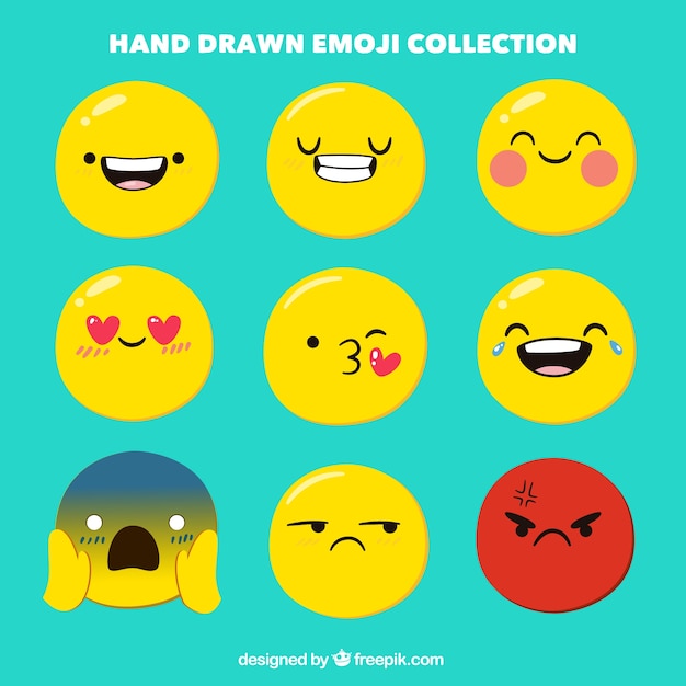 Vector gratuito colección de emoji dibujados a mano