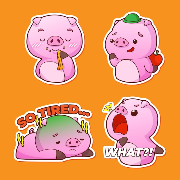 Colección de emotes de animales dibujados a mano