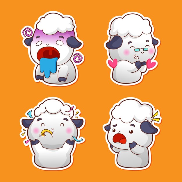 Colección de emotes de animales dibujados a mano