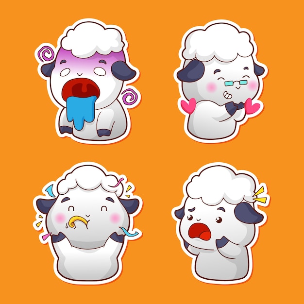 Colección de emotes de animales dibujados a mano