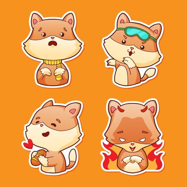 Colección de emotes de animales dibujados a mano