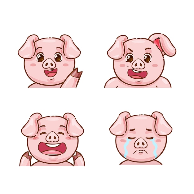 Colección de emotes de animales dibujados a mano