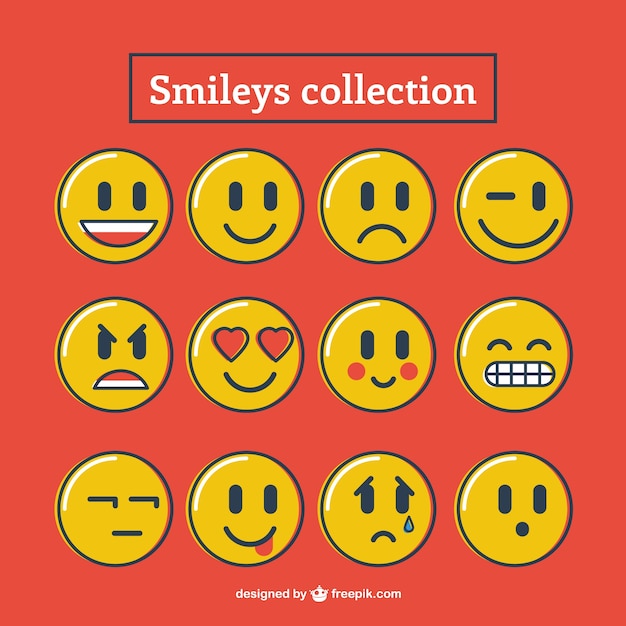 Colección de emoticonos en color amarillo dibujados a mano