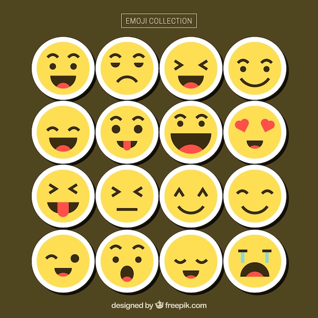 Colección de emoticonos con diferentes caras