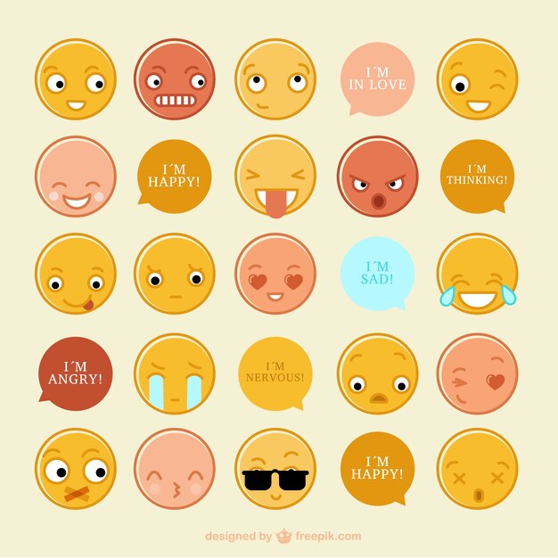 Colección de emoticonos graciosos con mensajes 