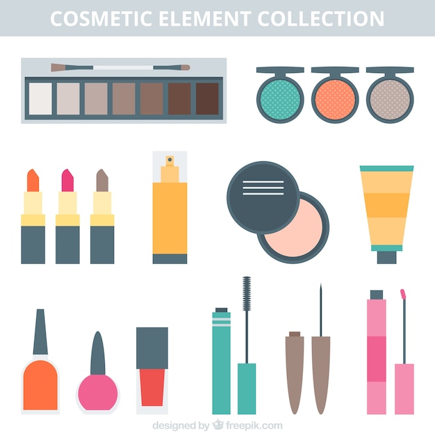 Colección de equipamiento de belleza en diseño plano 