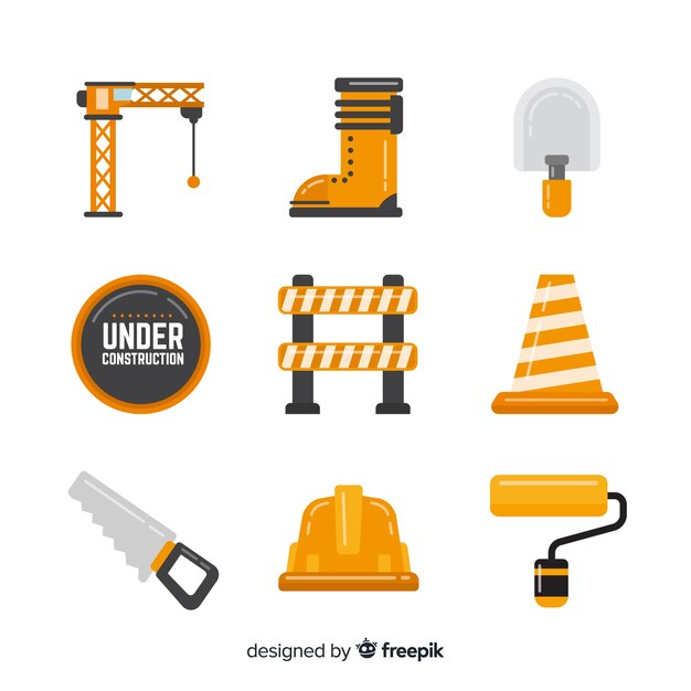 Colección equipamiento de construcción plano