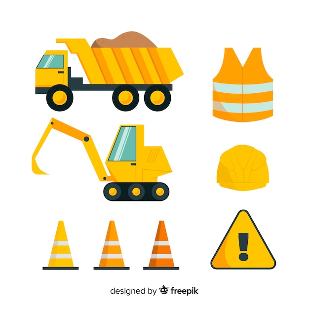 Colección equipamiento de construcción plano
