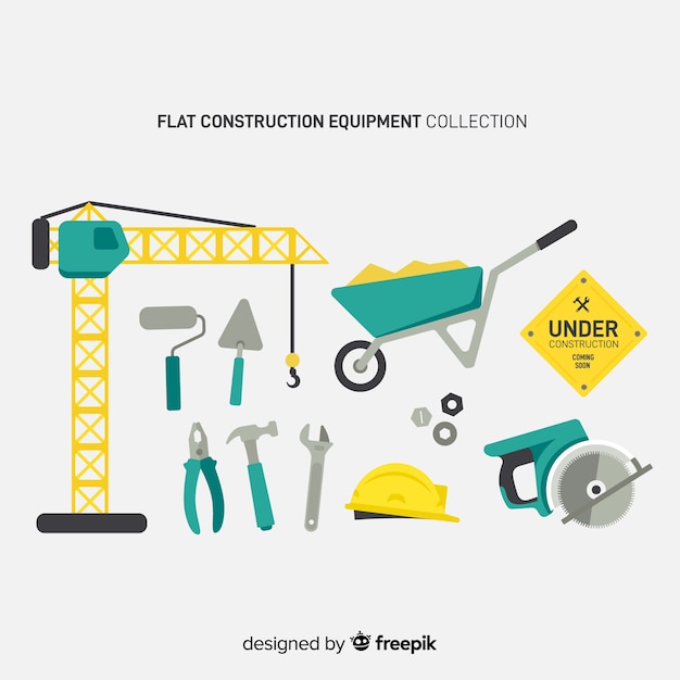 Colección equipamiento de construcción plano