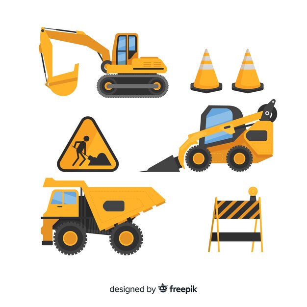Colección equipamiento de construcción plano