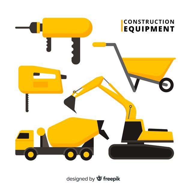 Colección equipamiento de construcción plano