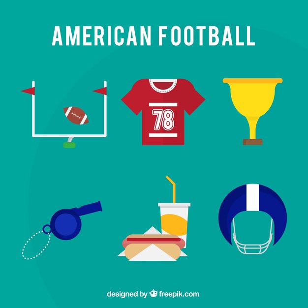 Colección de equipamiento de fútbol americano y otros elementos 