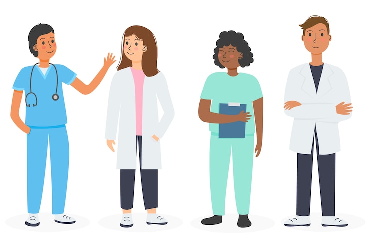 Vector gratuito colección del equipo de profesionales de la salud