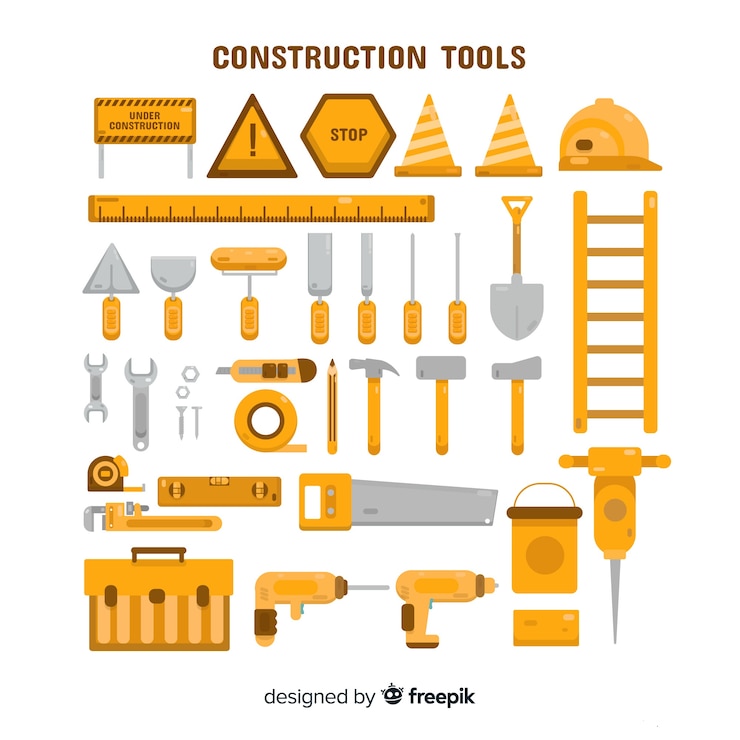Vector gratuito colección de equipos de construcción planos