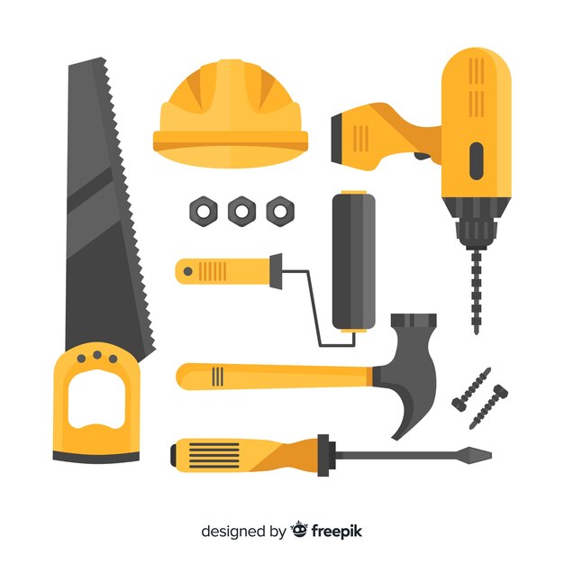 Colección de equipos de construcción planos