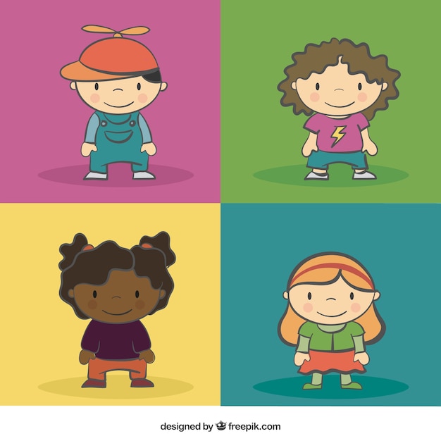 Colección esbozada de niños felices