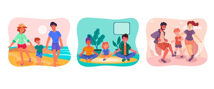 Vector gratuito colección de escenas familiares dibujadas a mano