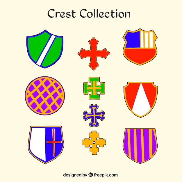 Vector gratuito colección de escudos coloridos