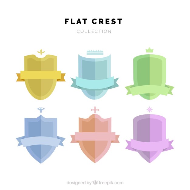 Colección de escudos en estilo plano