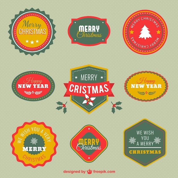 Vector gratuito colección de escudos de feliz navidad