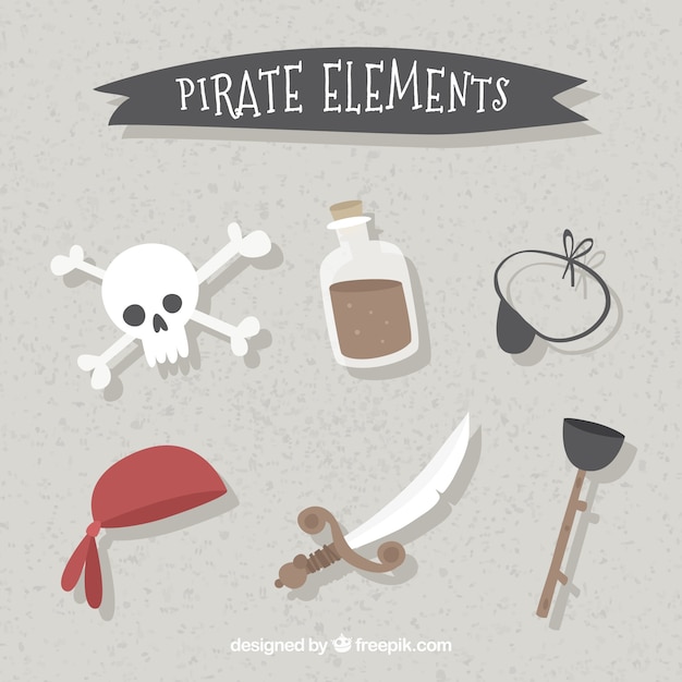 Colección de espada y elementos de pirata 