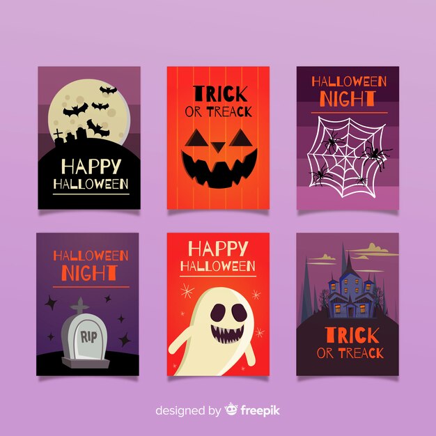 Colección espeluznante de tarjetas de halloween 