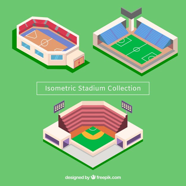 Colección de estadios en estilo isométrico