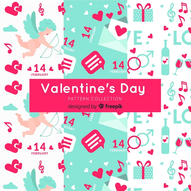 Vector gratuito colección de estampados del día de san valentín