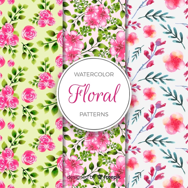 Vector gratuito colección de estampados de flores en acuarela