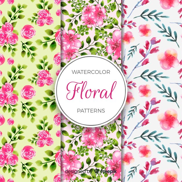 Colección de estampados de flores en acuarela