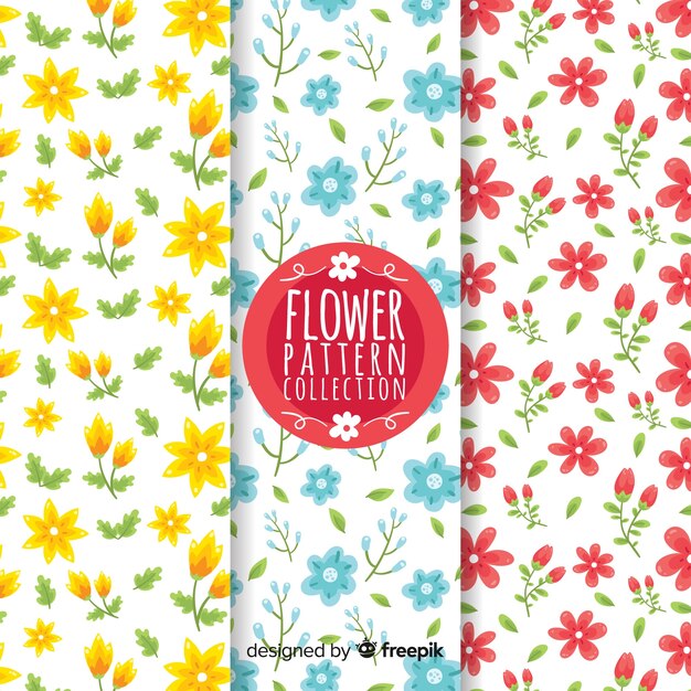 Colección de estampados de flores dibujados a mano