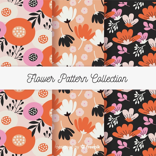 Colección de estampados de flores en diseño plano