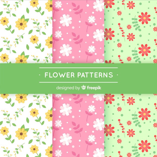 Colección de estampados de flores en diseño plano